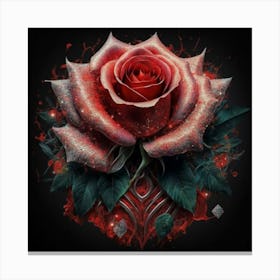 Beautiful red rose with diamonds Canvas Print