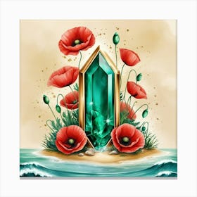 Mystic Door, Flowers and Emeralds Canvas Print