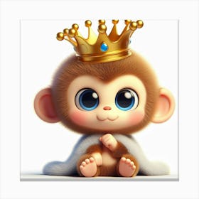 Cute Monkey With A Crown 5 Canvas Print