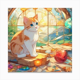 Cat In A Glass Window 1 Canvas Print