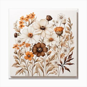 small flower and Wildflowers Shades of brown in White background Canvas Print