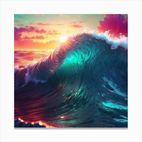 Ocean Waves At Sunset Canvas Print