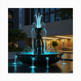 Fountain At Night Canvas Print