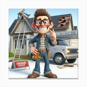 Man Standing In Front Of A House Canvas Print