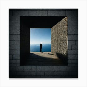 Man Looking Out Of A Window Canvas Print