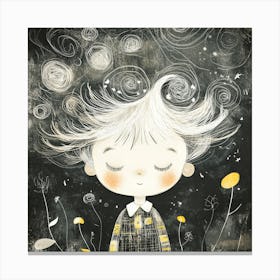 Little Girl With Starry Hair Canvas Print