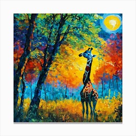 Giraffe In The Forest Canvas Print