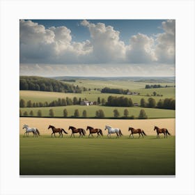 Horses In The Field 1 Canvas Print