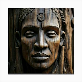 Firefly Weathered Wooden Sculpture Carved With Human Features 9096 (2) Canvas Print