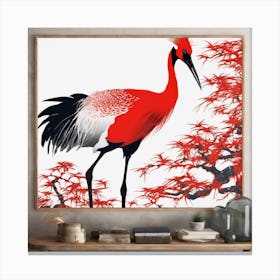 Red Crane Canvas Print