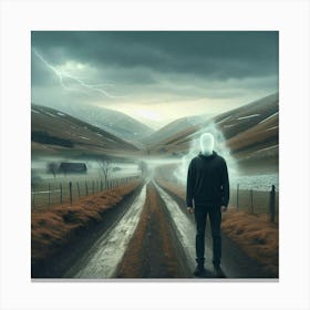 Man Standing On A Road 1 Canvas Print