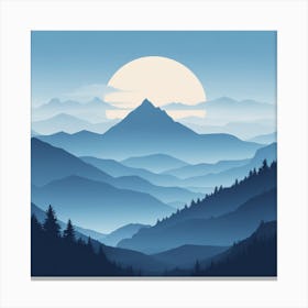 Misty mountains background in blue tone 11 Canvas Print