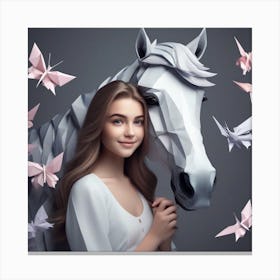 Origami Horse Portrait Canvas Print