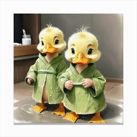 Ducks In Bathrobes 3 Canvas Print