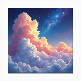 Cosmic Clouds In Watercolor With Radiant Colors 1 Canvas Print