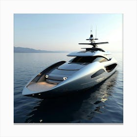 A Futuristic Superyacht Design With Sharp Lines And Chrome Finishes 1 Canvas Print