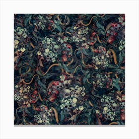 Skulls And Snakes Square Canvas Print