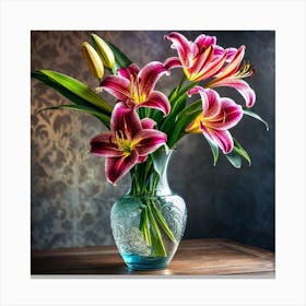 Lilies In A Vase 10 Canvas Print