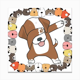 Cute Dog In A Circle Canvas Print