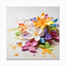 Colorful Flowers On White Background Canvas Print