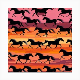 Horses In The Sunset art print Canvas Print