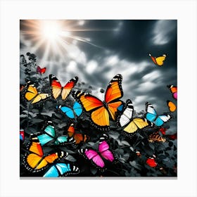 Colorful Butterflies In The Sky 8 Canvas Print