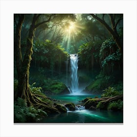 Waterfall In The Forest 20 Canvas Print