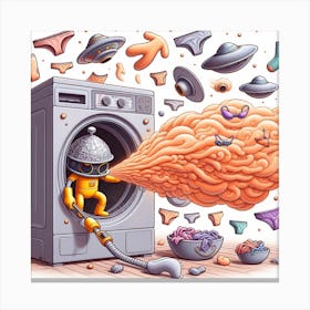 Laundry Day Lint Lord vs. The Lint Monster 2 Canvas Print