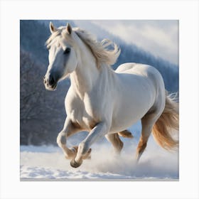 Beautiful white running horse  Canvas Print