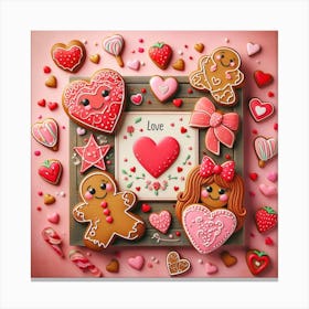 Valentine's Day, gingerbread design 3 Canvas Print