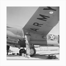 Repairing Army Interceptor Plane, Lake Muroc, California By Russell Lee Canvas Print