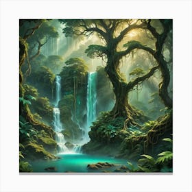 Waterfall In The Forest 25 Canvas Print