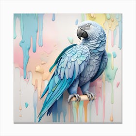 Parrot Watercolor Dripping Canvas Print