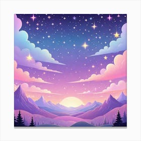 Sky With Twinkling Stars In Pastel Colors Square Composition 193 Canvas Print
