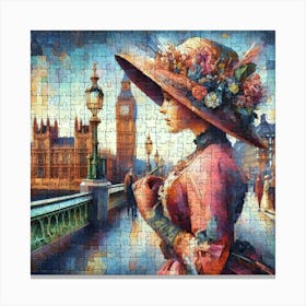 Abstract Puzzle Art English lady in London 2 Canvas Print