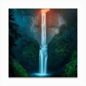 Waterfall At Sunset Canvas Print