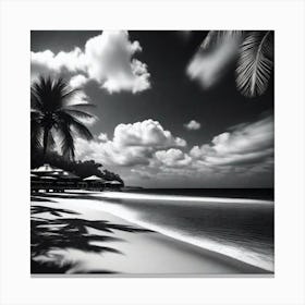 Black And White Beach 4 Canvas Print