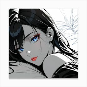 Anime Girl With Blue Eyes Canvas Print