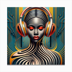 Woman With Headphones 66 Canvas Print