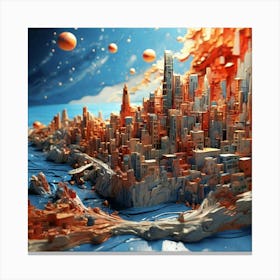 Cityscape In 3d Canvas Print