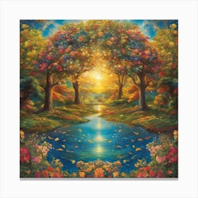 Rainbow Over A River Canvas Print