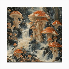 Mushrooms In The Forest, Impressionism And Surrealism Canvas Print