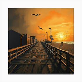 Sunset On The Pier Canvas Print