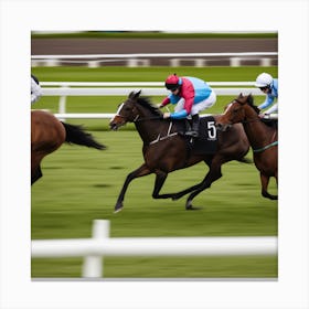 Jockeys Racing Horses 4 Canvas Print