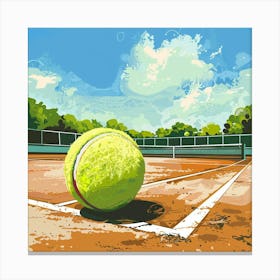 Tennis Ball On The Court Canvas Print