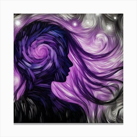 Purple Spiral Portrait Of A Woman Canvas Print