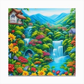 Waterfall In The Jungle 9 Canvas Print