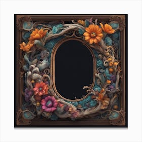 The Lettter D Made From An Intricately Painted Wooden Frame With Colorful Wood And Flowers, In Th Canvas Print