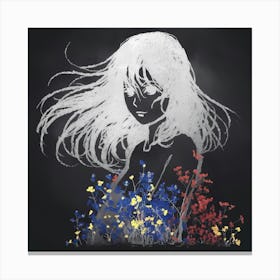 Girl In The Flowers Canvas Print