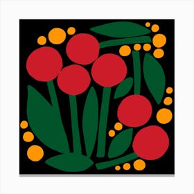 Red And Orange Abstract Flowers Square Canvas Print